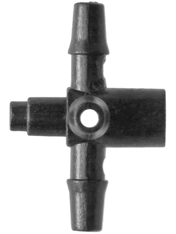 Разветвитель крестовой для капельного полива на 4 выхода 6 мм для микротрубки 3 мм