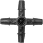 Разветвитель крестовой для капельного полива на 4 выхода 6 мм для микротрубки 3 мм