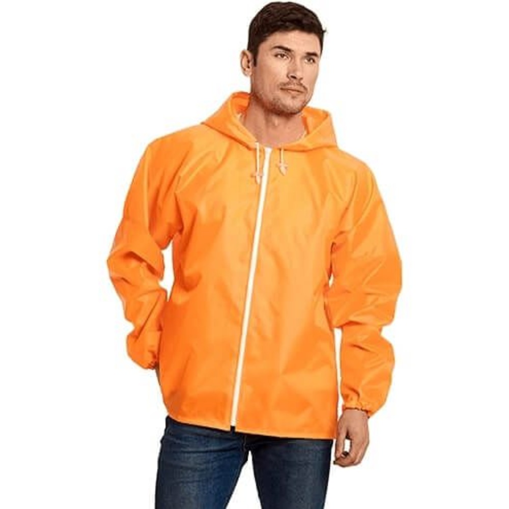 Дождевик - куртка на молнии, 200 гр, полиэстр, флюр-оранж, M